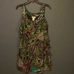 Green dress with Patterns